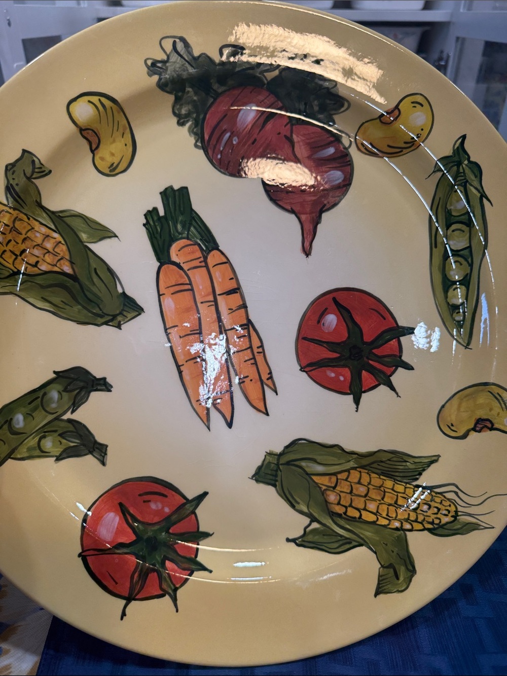 Yellow Vegetable Pattern Serving Plate 14.75" - Picture 6 of 6
